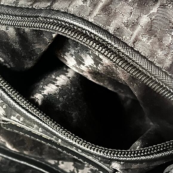 Karl Lagerfeld Paris Black Diamond Quilted Pattern Studded Drawstring Backpack - Picture 15 of 16